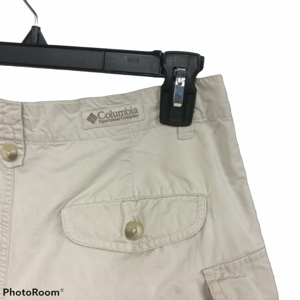 Columbia Cargo Hiking Shorts Cuffed Pockets 9 Inch Cotton Stone Khaki Size 8 - Picture 5 of 7